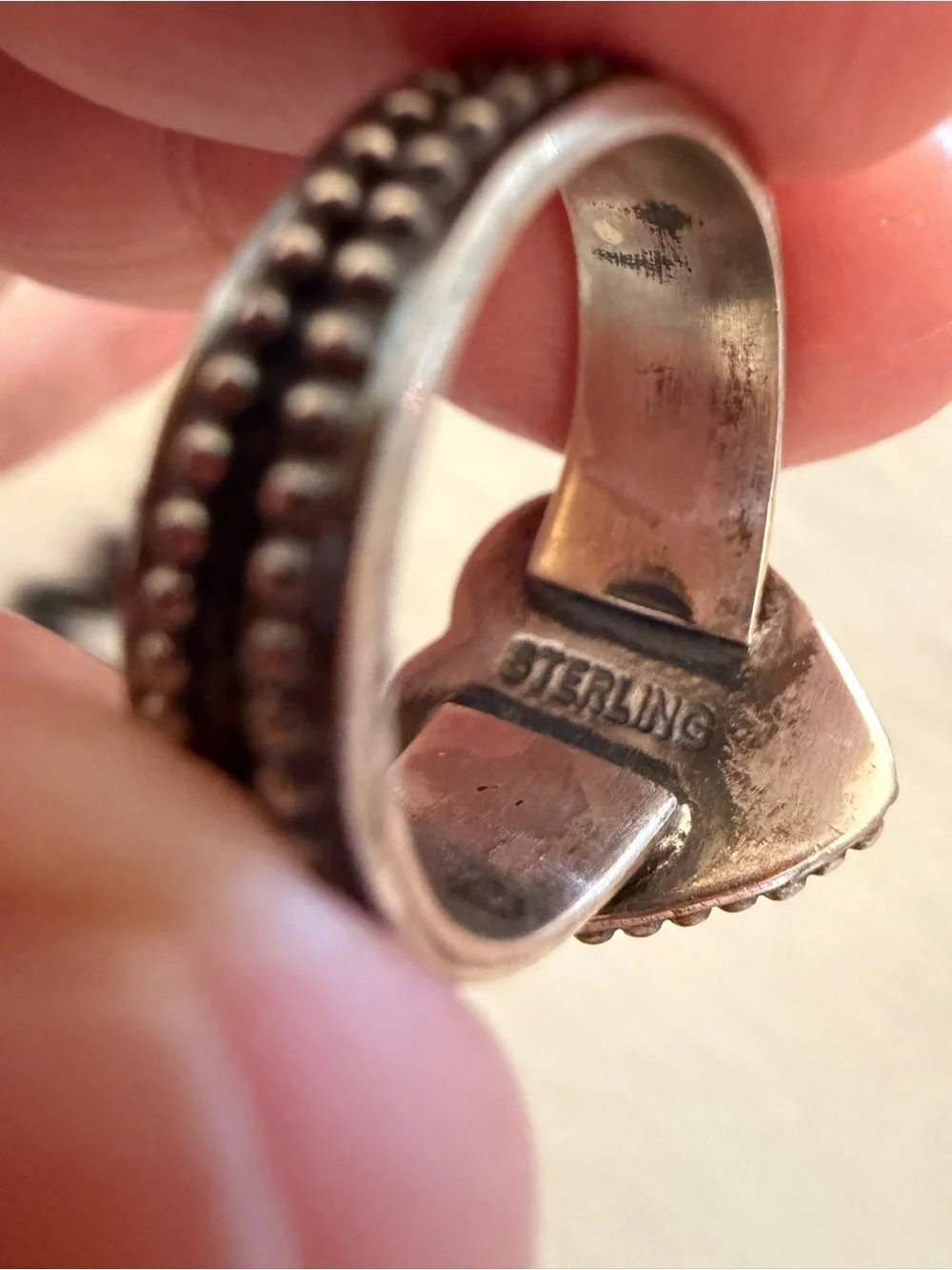 ❤️ Kingman Green Turquoise Heart Sterling Silver Navajo Style Western Ring SZ 7 - Picture 8 of 17